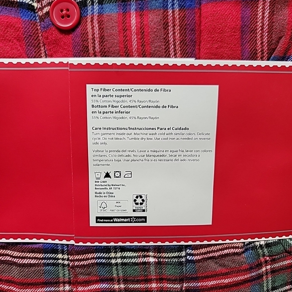Holiday Time Women's Red Plaid Flannel Pajama Set Size 3X (22W-24W) - Picture 4 of 6